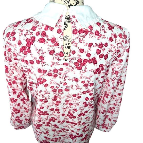 CeCe Ditsy Floral Blouse in White and Blush - Picture 5 of 12